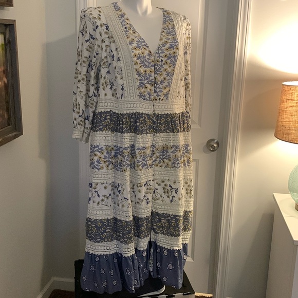 Anthropologie | Dresses | Anthropologie 22w Blue Floral Dress | Poshmark